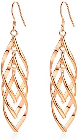 Earrings for Women, Girls, gold, S925 Sterling Silve - Hypoallergenic, unique design leaf shape, Valentine's Day Anniversary Birthday Gift for Mom girlfriends, Christmas gift costume decoration
