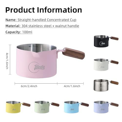 Vaso Medidor Espresso 100ml Acero Inoxidable Madera Rosa miniatura 5