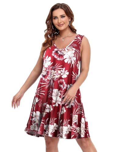 BELAROI Women Casual Summer Beach Dresses Plus Size Sundress V Neck Pockets Swing Tank Dress Cover Ups2