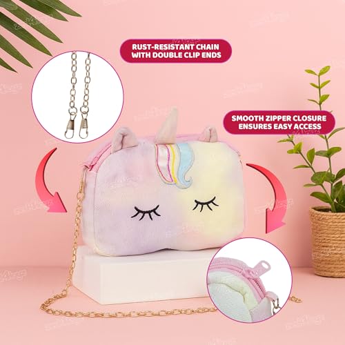 Image of Zest 4 Toyz Unicorn Sling Bag for Girls Crossbody Handbags Stylish Bags for Kids Stylish Lightweight Travel & Party Bag Birthday Gifts for Girls - Multicolor