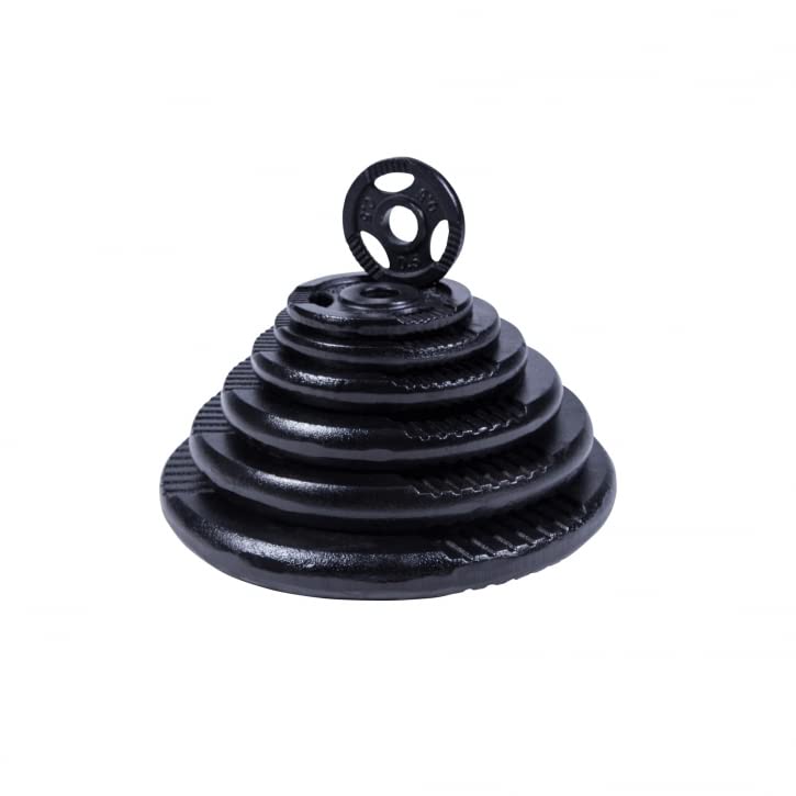 GORILLA SPORTS® Hantelscheiben - Einzeln/Set, 0,5kg, 1,25kg, 2kg, 2,5kg, 5kg, 10kg, 15kg, 20kg, 27,5kg, 30kg Gewichte, Tri-Grip, 30mm, Gusseisen, Silber/Schwarz - Gewichtsscheiben, Hanteln Set