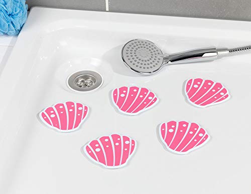 WENKO Set of 5 Non-Slip Stickers, Plastic, 10 x 10.5 cm, Pink, Shell, 12,5 x 4,0 x 13,5 cm - Image 3