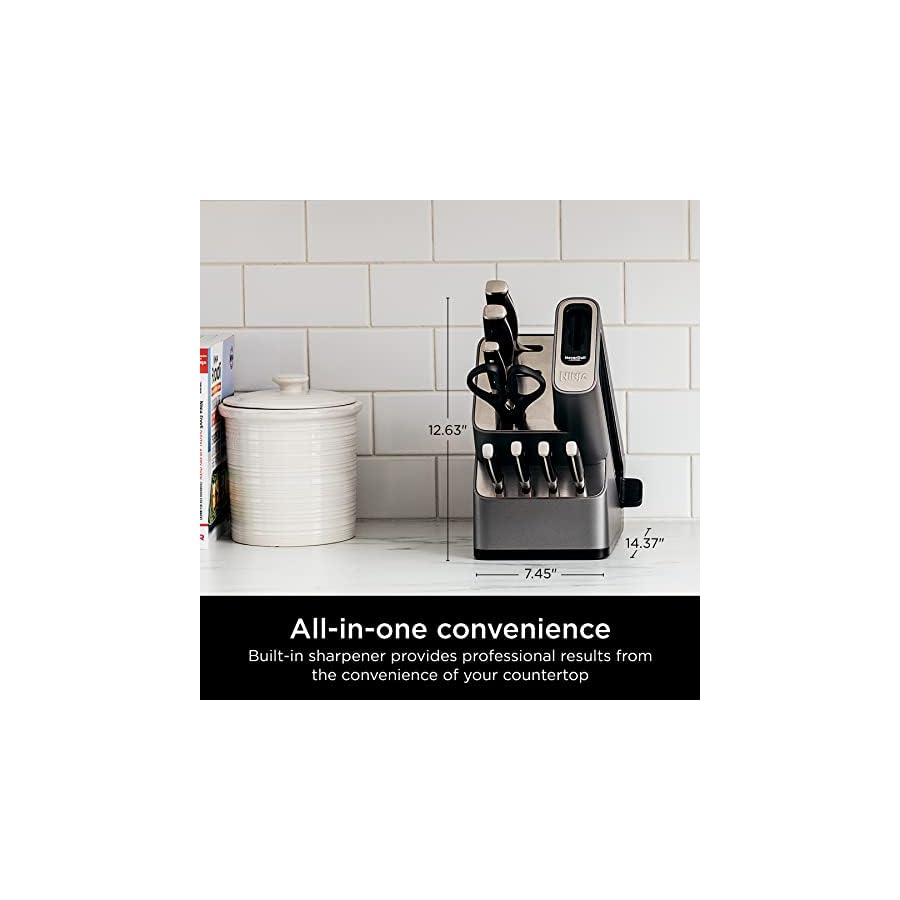 Ninja-K32009-Foodi-NeverDull-Premium-Knife-System-9-Piece-Knife-Block-Set-Stainless-SteelBlack Ninja K32009 Foodi NeverDull Premium Knife System, 9 Piece Knife Block Set with Built-in Sharpener, German Stainless Steel Knives, Black