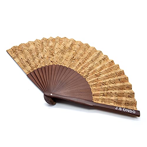 Movilshop Abanico de Corcho Ecológico y Madera de Mano Portugal Plegable