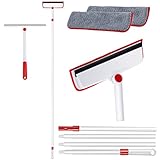Myiosus Fensterwischer 2er Set, 2 in 1 Fensterabzieher mit 180cm Teleskopstange, Auto Fensterputzer, Drehbar Wischergelenk, Fenster Wischer für Hohe Fenster im Innen- und Außenbereich