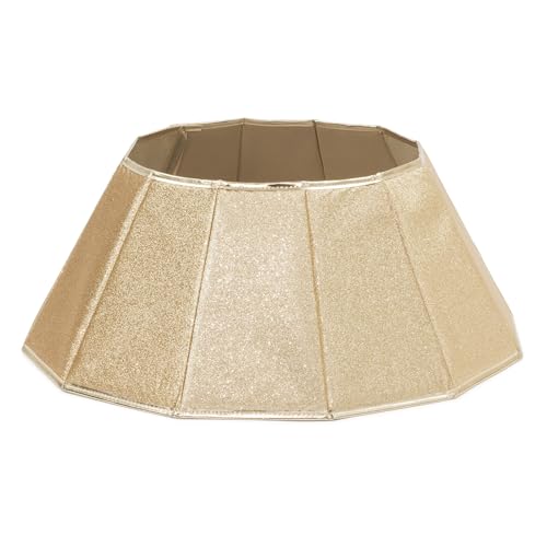 Christmas Village Glossy Gold Collapsible Tree Skirt 68cm – Durable Polyester, Easy Assembly and Storage with Velcro Connection