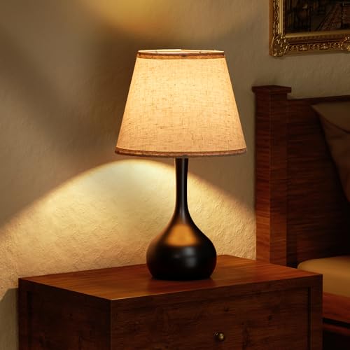 ONEWISH Touch Bedside Lamp, Farmhouse 3-Way Dimmable Table Lamps for Nightstand with Fabric Shade, 17.32'' Desk Lamp for Reading, Bedroom, Livingroom, Office, Corded - Image 4