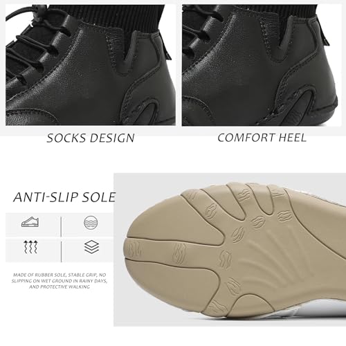 Men'S Waterproof Leather Lightweight Outdoor Ankle Boots Comfortable Round Toe Soft Sole Non-Slip Driving Walking High Top Chukka Boots Slip-On Lightweight Sports Shoes4