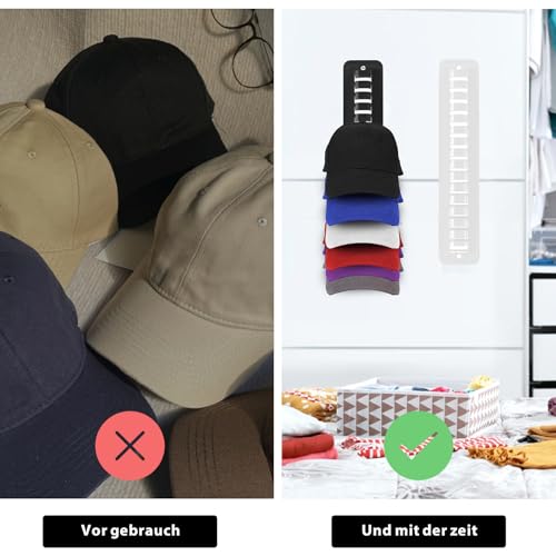 Topershow Hut-Organizer für Baseballkappen, Hutständer für die Wand, kompakter Hutaufbewahrungs-Displayhalter, Hutaufhänger, stark klebend/Wandbohrung für Tür, Schlafzimmer, Schrank
