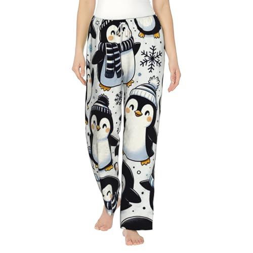 Pantalon de pyjama polaire femme motif pingouin cadeau de noël
