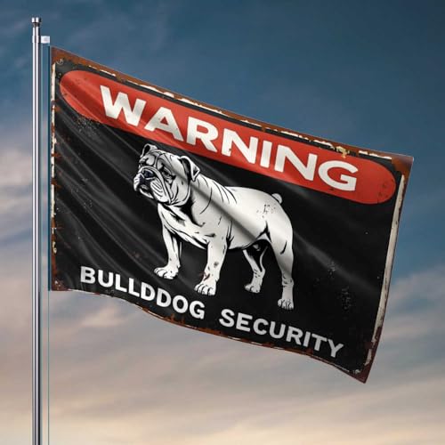 Banderas divertidas para chicos advertencia: Bulldog Security - Keep Out! Bandera de jardín (60 x 90 cm)