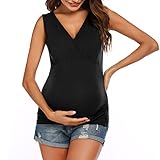 ❤ 【Angenehme und Atmungsaktiv】--Stilltops Umstands T Shirt aus 95%Rayon 5%Spandex, Ultimativ weich dehnbar mit dehnbarem Stoff, Praktische, bequeme Passform, Kann während und nach der Schwangerschaft getragen werden + Postpartum für neue Mütter.