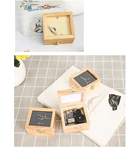 Caja de música de doce constelaciones YOOPKA de madera azul 8