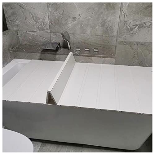 LANRUEU Cubierta plegable para bañera a prueba de polvo, bandeja de bañera de 1,2 cm de grosor para la mayoría de bañeras de tamaño estándar, cubierta aislante de PVC, tapa de baño para ducha, estante