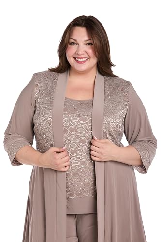 R&M Richards Women's Midnight Eleganza Pantsuit, Mocha, 16