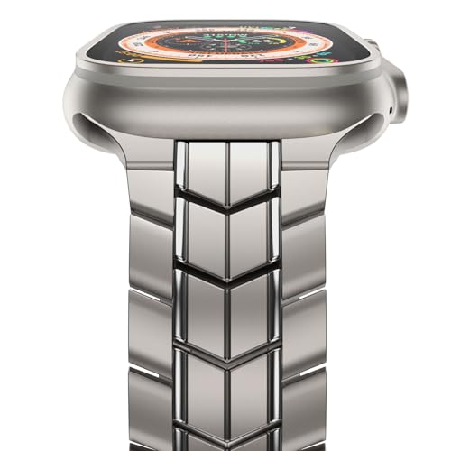 NewWays Grade 2 Titanium Band Compatible with Apple Watch Band Ultra2 49mm 45mm 44mm 42mm, Titanium Band for Apple Watch Ultra Series 9/8/7/6/5/4/3/2/1/SE Men, Titanium