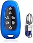 Xotic Tech Blue TPU Key Fob Shell Full Cover Case w/Keychain, Compatible with Hyundai Sonata Tucson Santa Fe Smart Keyless Entry Key