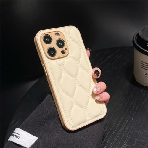 Housse cuir iPhone 14 Plus chic doudoune kaki avec protection de lentille premium