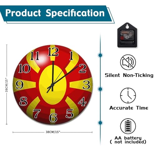 Horloge drapeau Macédoine 3D pour une déco de salon originale