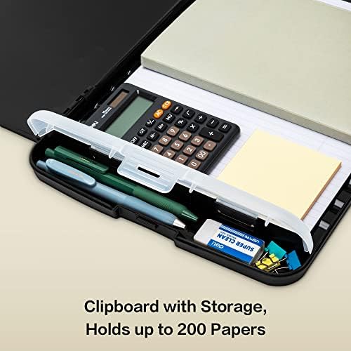 Deli Clipboard with Storage, Lightweight Portable Writing Clipboard with Notepad, A4 Clip Board for Nursing, School, Office, Medical Personnel, Black