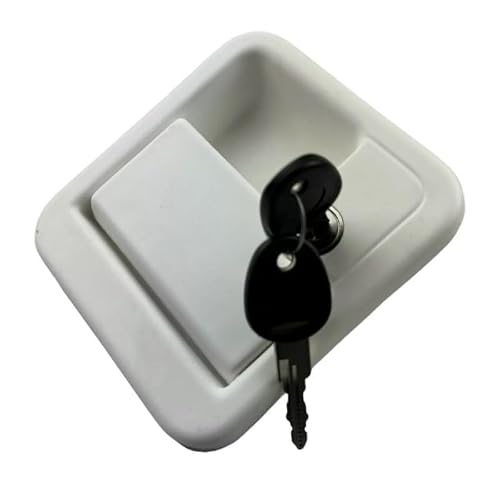 CR-MOESANCO® Cerradura Exterior FAP 1090 Blanca con Bombín y 2 Llaves | Parte Externa Original FF-System | para Puerta Caravana y Autocaravana