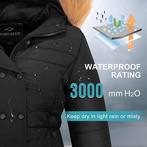 Image of FARVALUE Women's Winter Coat Thicken Puffer Coat Warm Jacket with Removable Fur Hood