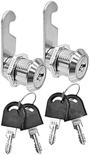 2 Pcs Cam Locks,Drawer Cabinet Locking,Security Cabinet Lock for Door,20mm Length Zinc Alloy Cupboard Locker Letter Box Locks Silver(The Key of Each Lock is Different)
