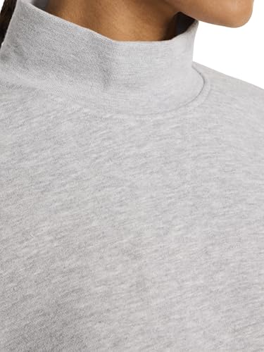 Reebok Women’s Vector Mock Neck Sweatshirt, Standard Fit, Midweight Cotton-Poly Fabric, Grey Heather, Small