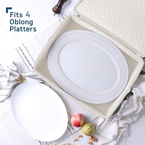 Image of Hearth & Harbor Platter Storage Cases, China Storage Containers, Cream