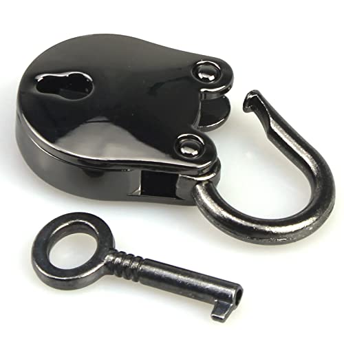 Image of 1PCS Vintage Mini Bear Padlock Key Lock Antique Style Small Key Lock (Gun Black)