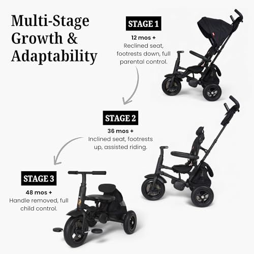 Image of Rito Premium Folding Stroller & Toddler Bike, Air Tires, Midnight Edition