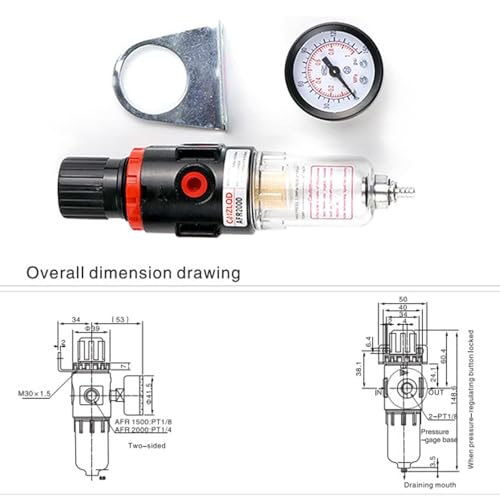 Filtre de compresseur d'air comprimé AFR2000 séparateur d'eau manomètre - 3