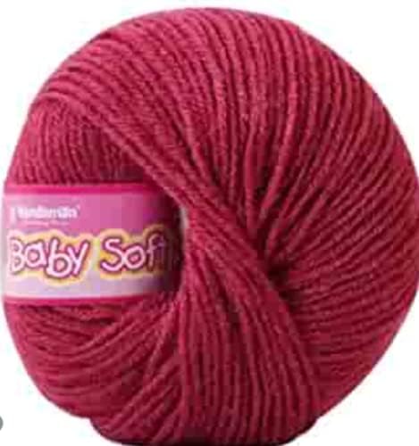 Image of Vardhman Yarn Baby Soft Wool for Hand Knitting Fingering Crochet Hook 500gms, Raspberry Wine Colour, 100% Acrylic Wool