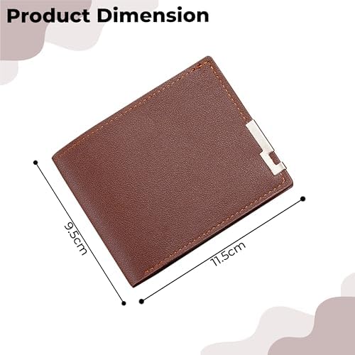Image of Kraptick Men's Premium Textured Leather Wallet Bifold with Metal Accent Slim Travel Purse with Multi-Card Slots & Currency Compartment Ideal Gift for Men (Pack of 2) (Black & Brown)