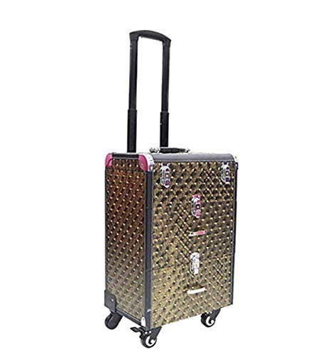 Mallette de maquillage à roulettes en PVC grand volume avec tiroir amovible pour voyage