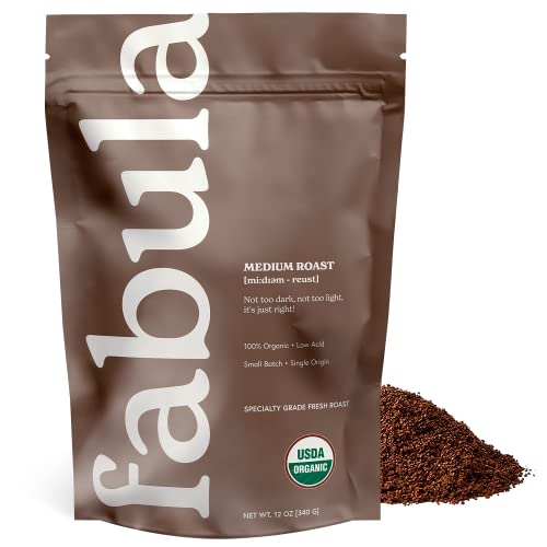 Fabula Organic Coffee Freshly Grounded - Medium And Decaf Dark Roast - 2 Bag Bundle #TOP1