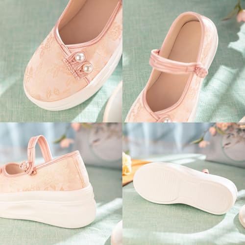 Platform Flower Embroidered Elegant Women's Shoes Chinese Traditional Ethnic Style Cheongsam Shoes Casual Comfort Ankle Strap Shoes Cosplay Footwear 7