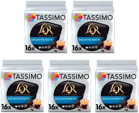 Tassimo L'OR Espresso Decaffeinato Coffee Pods x16 (Pack of 5, Total 80 Drinks)