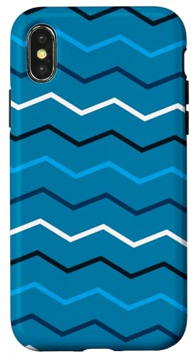 Hülle für iPhone X/XS Light Blue Dark Blue Zigzag Waves Ocean Modern Pattern