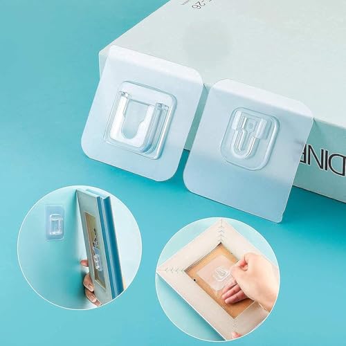 Image of 6 Pack Transparent Self Adhesive Male Female Wall Sticker Hooks Waterproof Sticky Hooks for Home Kitchen Bathroom Hanging Mobile Cases Spike Guards Toilet Brush Photo Frames Accessories
