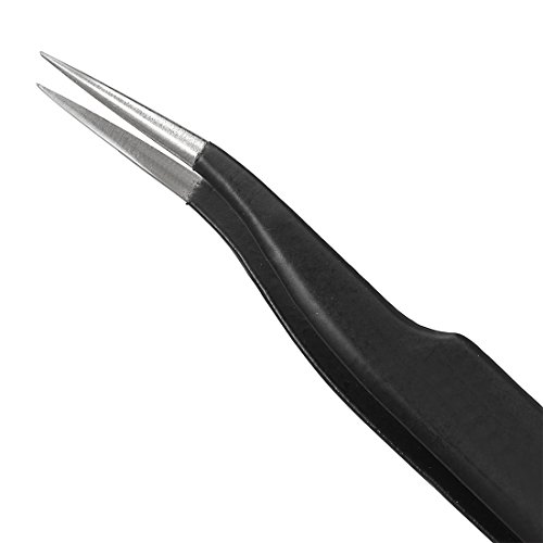 Uxcell Esd-17 Tweezers, Anti-Static Stainless Steel Non-Magnetic Curved Tip For Craft Jewelry Electronics, 4.8" Overall Length 3 Pcs #TOP3