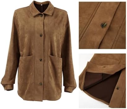 Amazon.com: JOLILUNA Suede Jacket Brown Suede Blazer Button Down