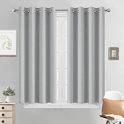 Yakamok Blackout Curtains Room Darkening Thermal Insulated with Grommet Window Drapes for Bedroom, 52 x 45 inch,Light Grey, 2 Panels