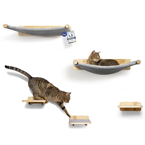 LitaiL 5-Delige Kattenklimwand Set - Modulaire Krabpaal Met Tunnel, Ligstoel & Krabplank Voor Wandmontage (Groen)