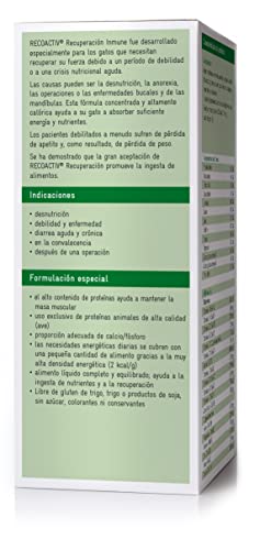 Miniatura 2 de Recoactiv Recovery Inmune Para Gatos, 1 X 280 Ml, Alimento Dietético Completo De Alto Contenido Calórico Para La Desnutrición Y La Convalecencia Y Para El Aumento De Peso
