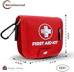 Mini Trousse de premiers soins - 137 Pièce Petit kit médical d'urgence pour la maison, voiture, voyage, camping & Activités de plein air FSA/HSA (Rouge)