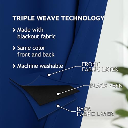Image of COSVIYA Grommet Room Darkening Royal Blue Curtains 45 inch for Bedroom | Light Blocking Insulated Thermal Curtains for Living Room, Blackout Thick Polyester Window Drapes,38x45 inches, 2 Panels