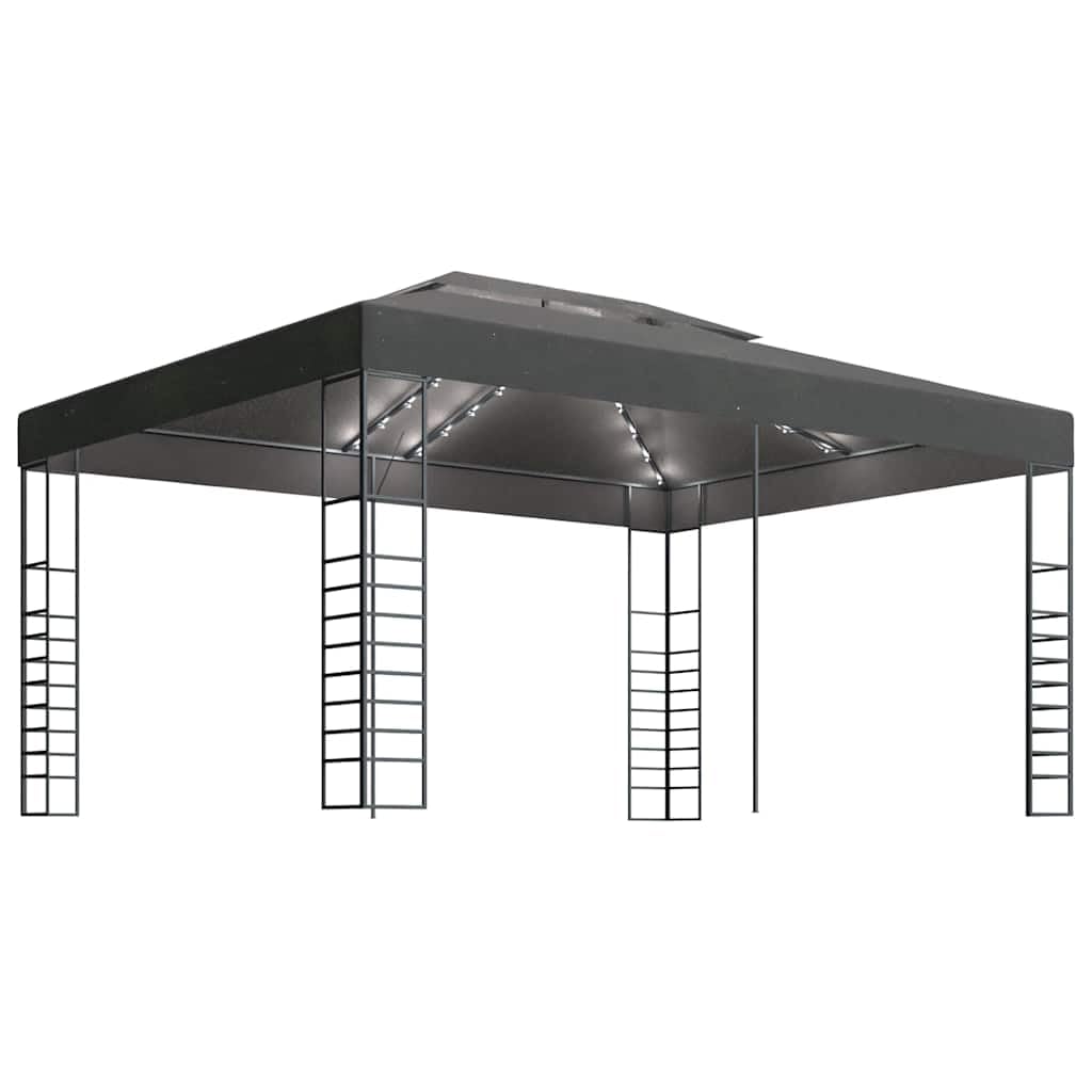 Altana Ogrodowa z Lampkami LED, 3x4 m, Antracytowa, Stalowa