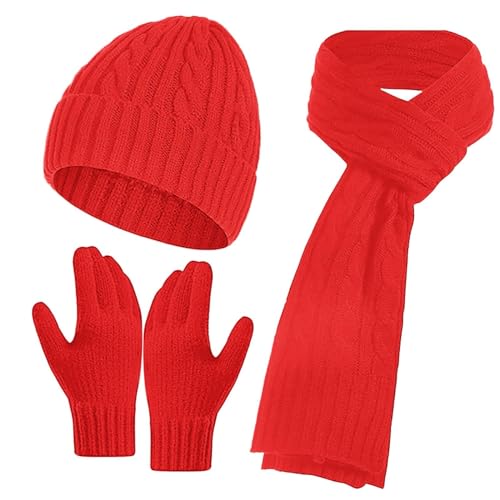 Bonnet d'hiver avec pompon ensemble écharpe et gants le cadeau idéal