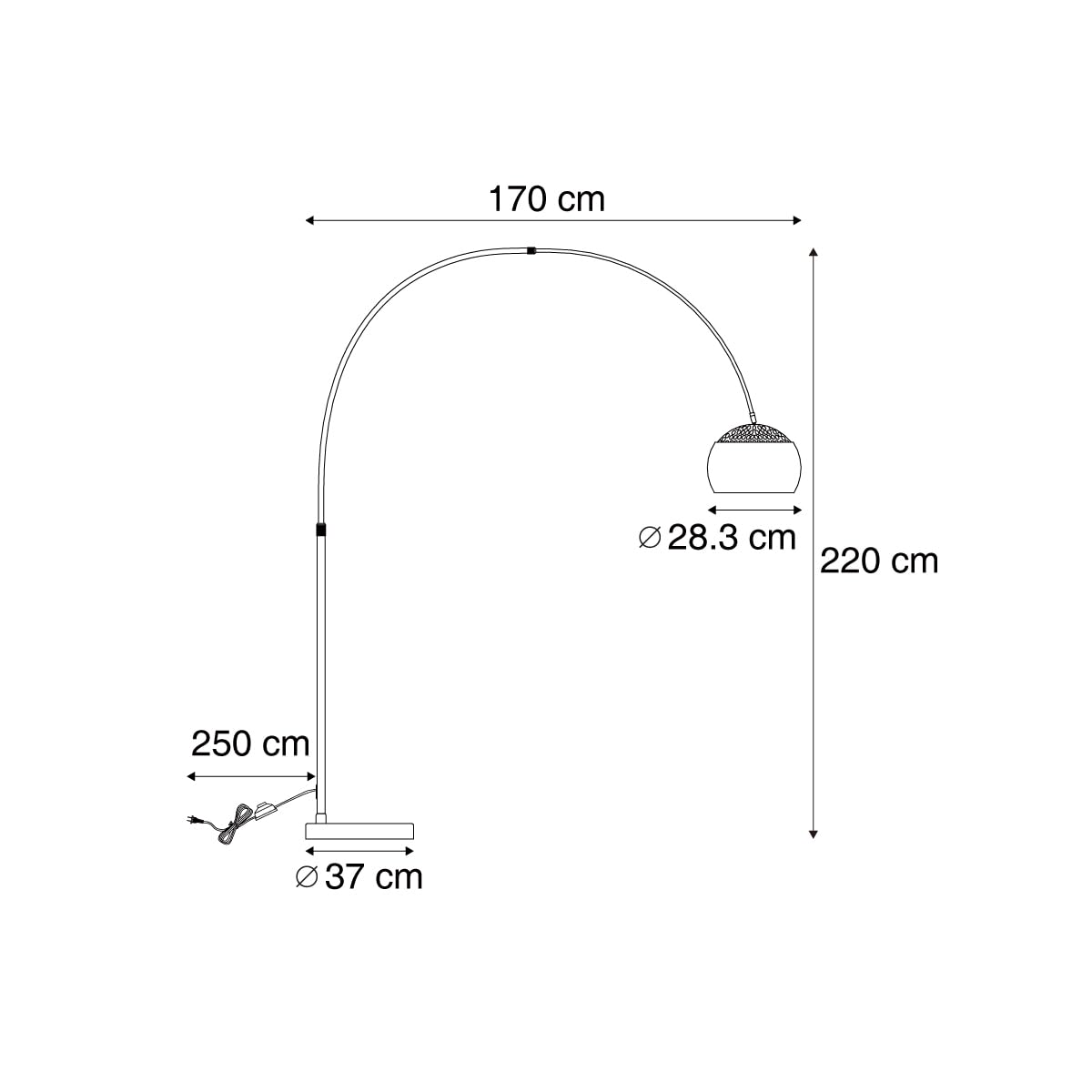 Qazqa Moderno Lámpara de arco moderna acero ajustable - GRANDE Acero inoxidable/Mármol Redonda Adecuado para LED Max. 1 x 60 Watt